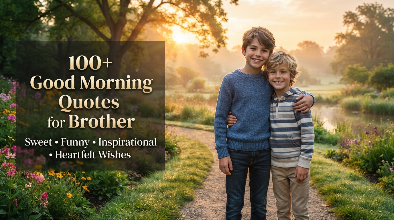 Good Morning Quotes for Brother with two loving brothers at beautiful sunrise