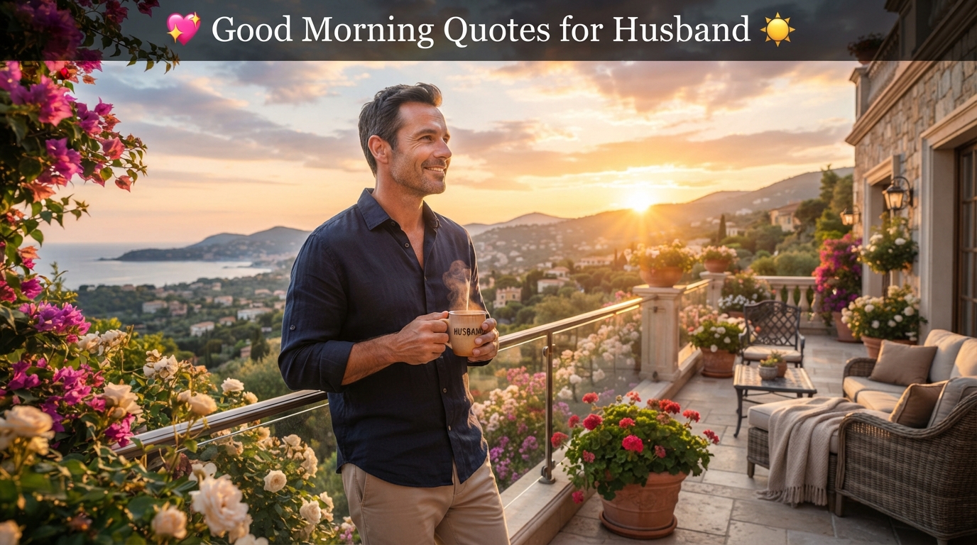 Romantic good morning quotes for husband with beautiful sunrise.