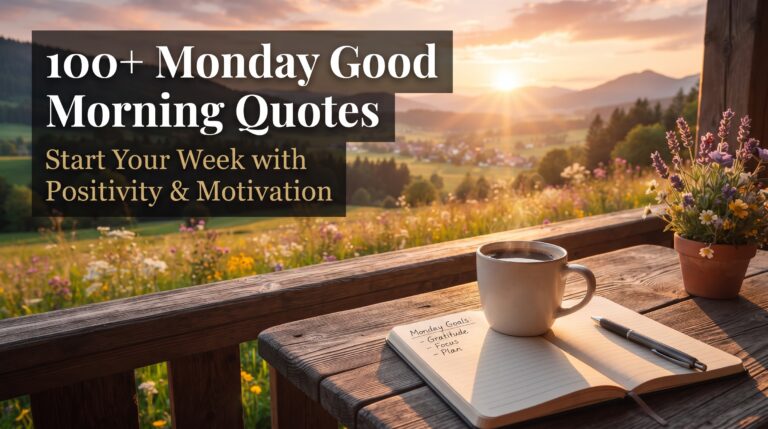 Beautiful Monday morning sunrise with inspirational Monday Good Morning Quotes for a positive start to the week.