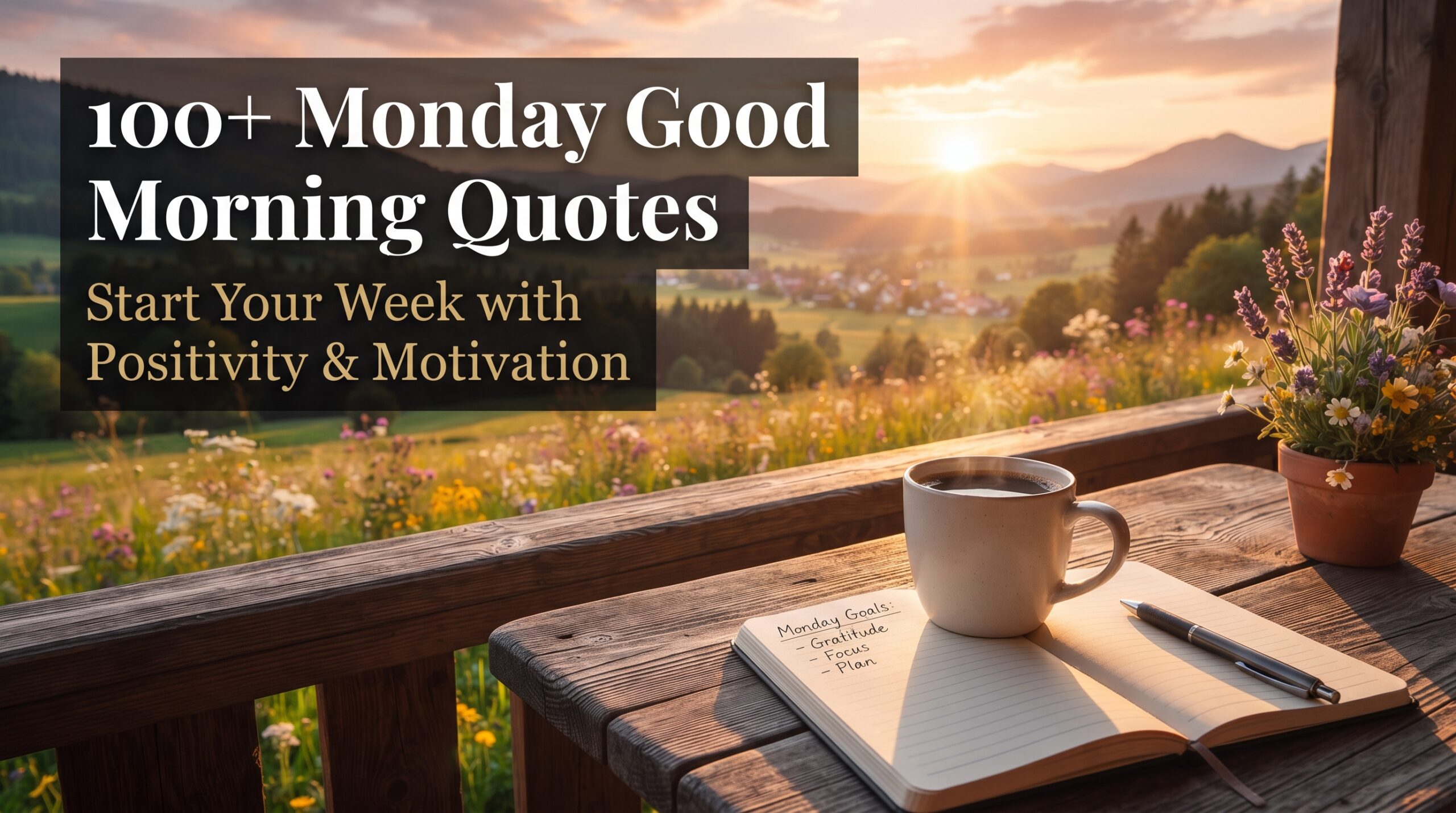 Beautiful Monday morning sunrise with inspirational Monday Good Morning Quotes for a positive start to the week.