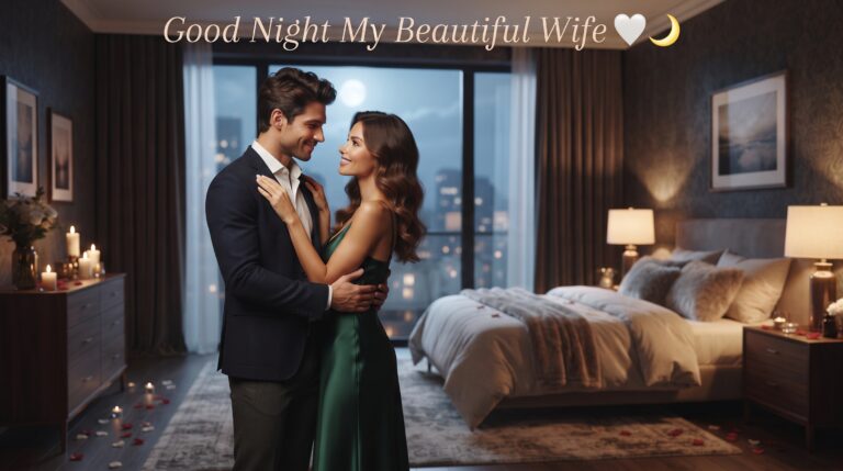 Romantic good night moment between a wife and husband