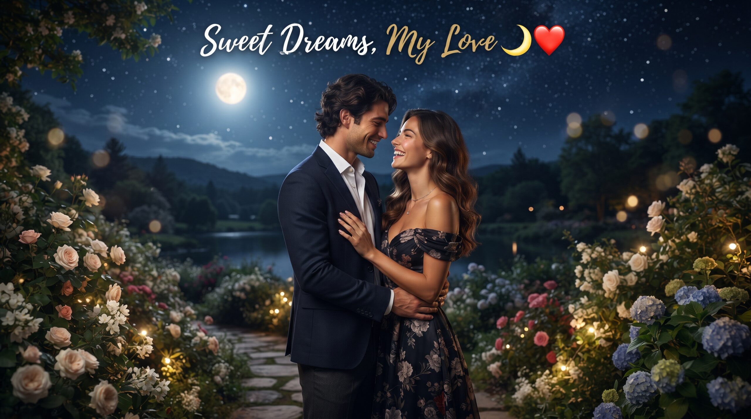 Romantic couple sharing a sweet good night moment