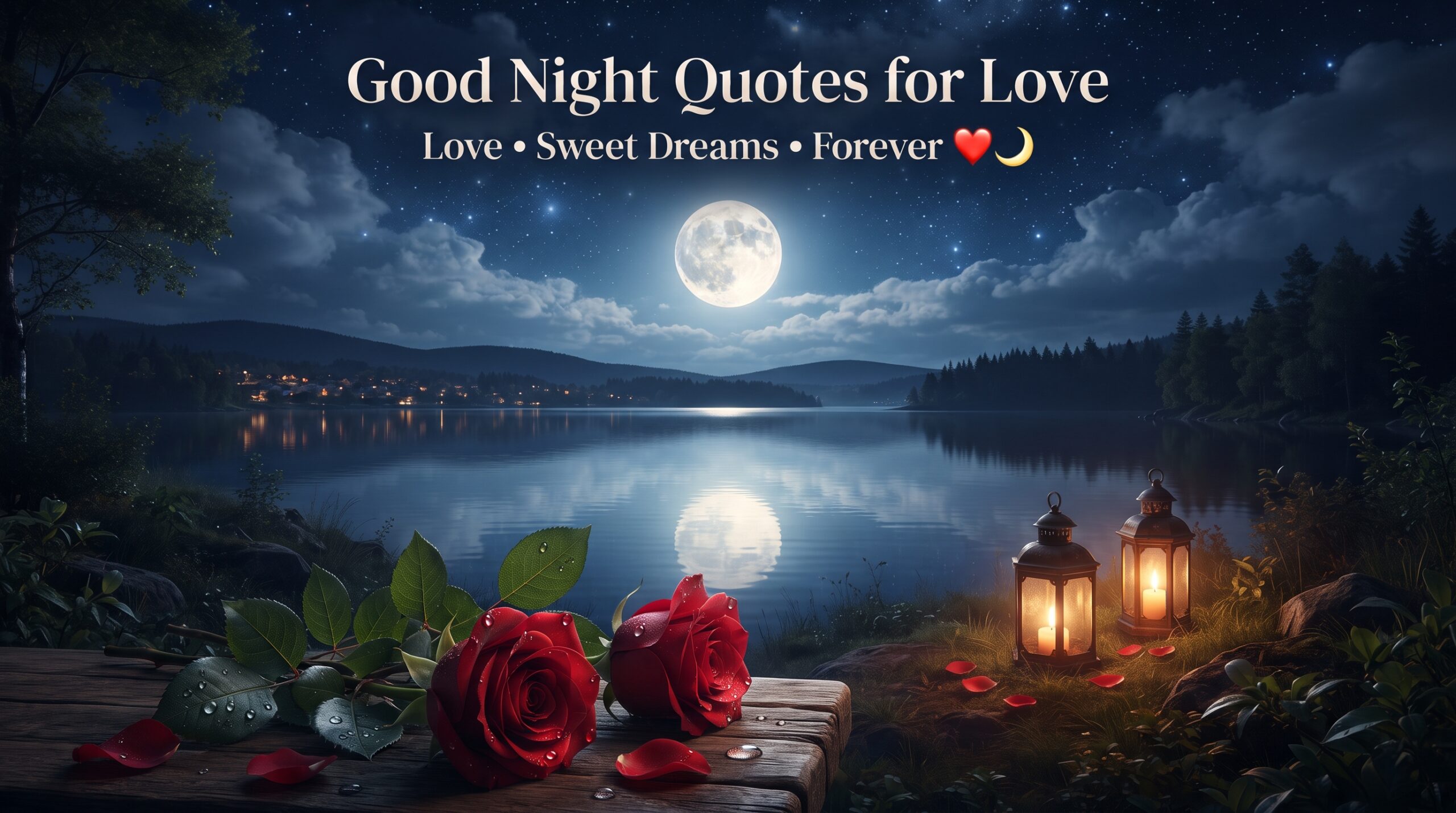 Good Night Quotes for Love with romantic moonlight