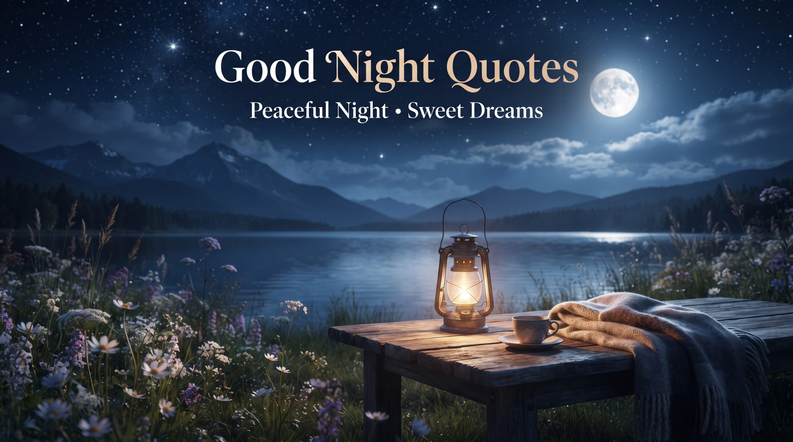 Good Night Quotes for a Peaceful Night with moon and stars