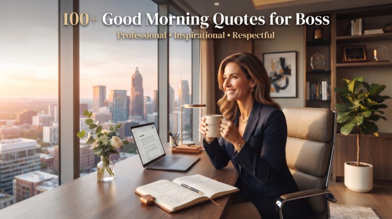 100+ Good Morning Quotes for Boss with professional office sunrise