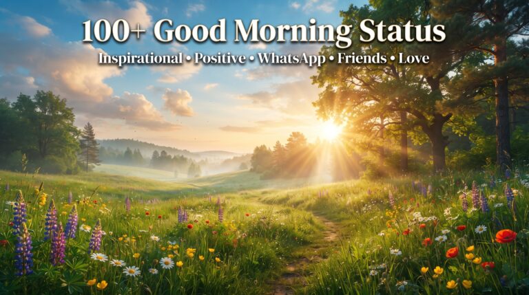 100+ Good Morning Status with beautiful sunrise and flowers