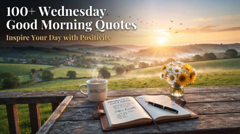 Beautiful Wednesday morning sunrise with inspirational Wednesday Good Morning Quotes to inspire positivity and happiness.
